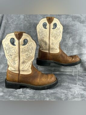 Ariat Vintage Fatbaby Heritage Western Boots Brown Cream Leather 16746 9.5B Read
